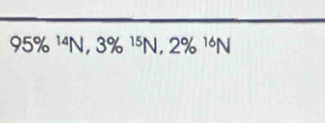 95% ^14N, 3% ^15N, 2% ^16N