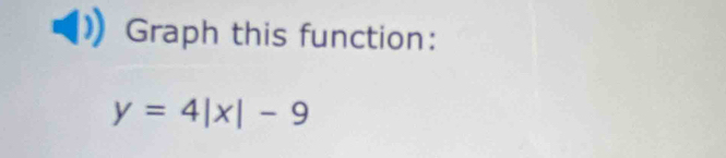 Graph this function:
y=4|x|-9