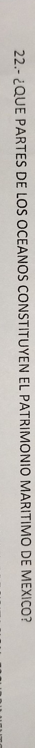 22.- ¿QUE PARTES DE LOS OCEANOS CONSTITUYEN EL PATRIMONIO MARITIMO DE MEXICO?