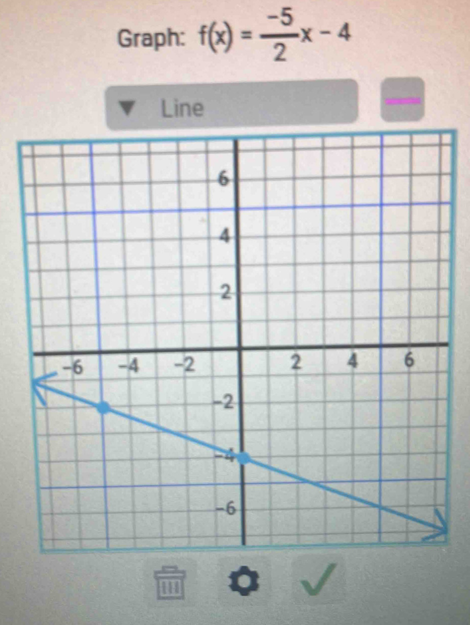 Graph: f(x)= (-5)/2 x-4
Line 
I 
m