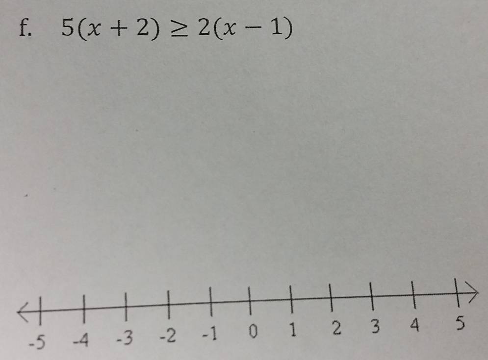 5(x+2)≥ 2(x-1)