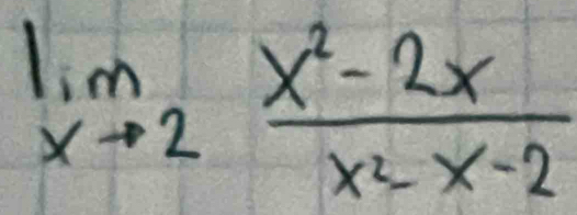 limlimits _xto 2 (x^2-2x)/x^2-x-2 