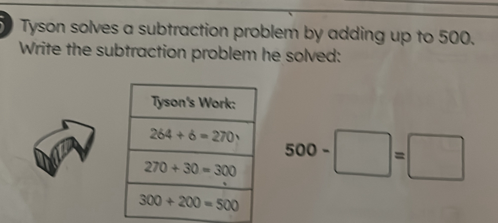 Solved: Tyson solves a subtraction problem by adding up to 500. Write ...