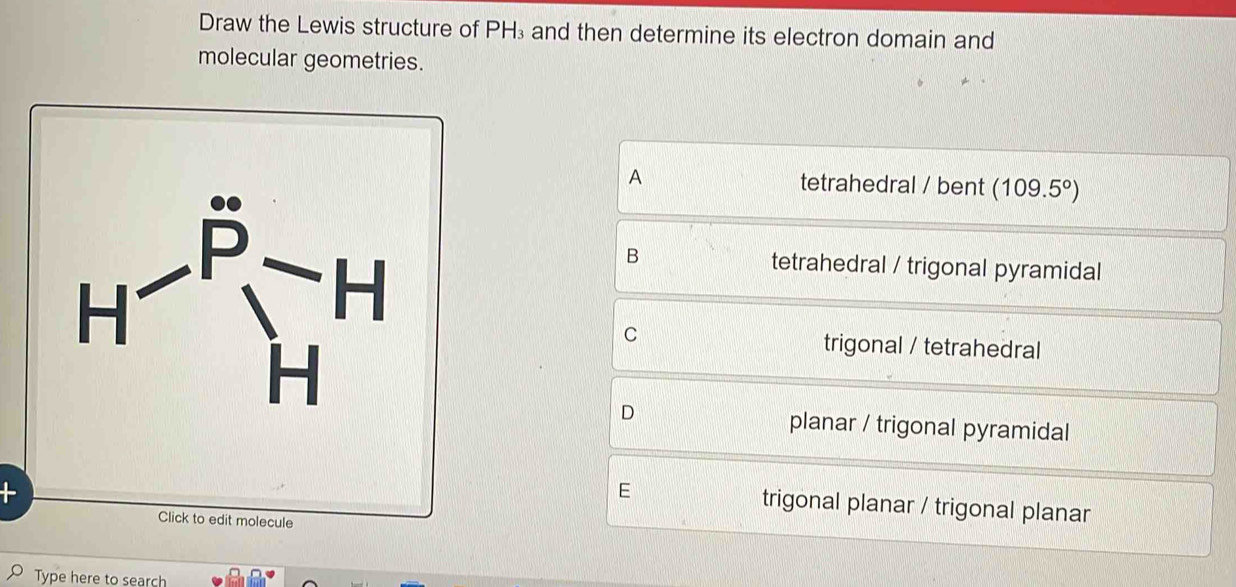 Solved: Draw the Lewis structure of PH₃ and then determine its electron ...