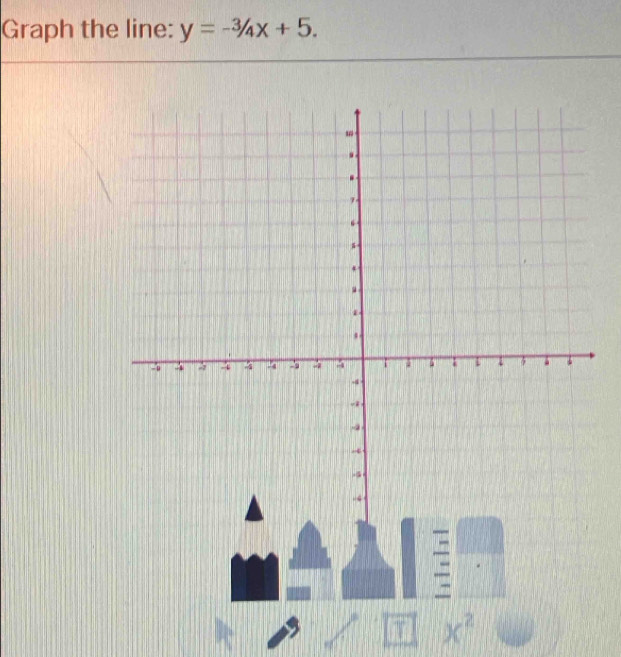 Graph the line: y=-3/4x+5. 
T x^2