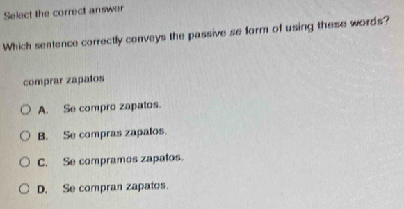 Solved: Select the correct answer Which sentence correctly conveys the ...