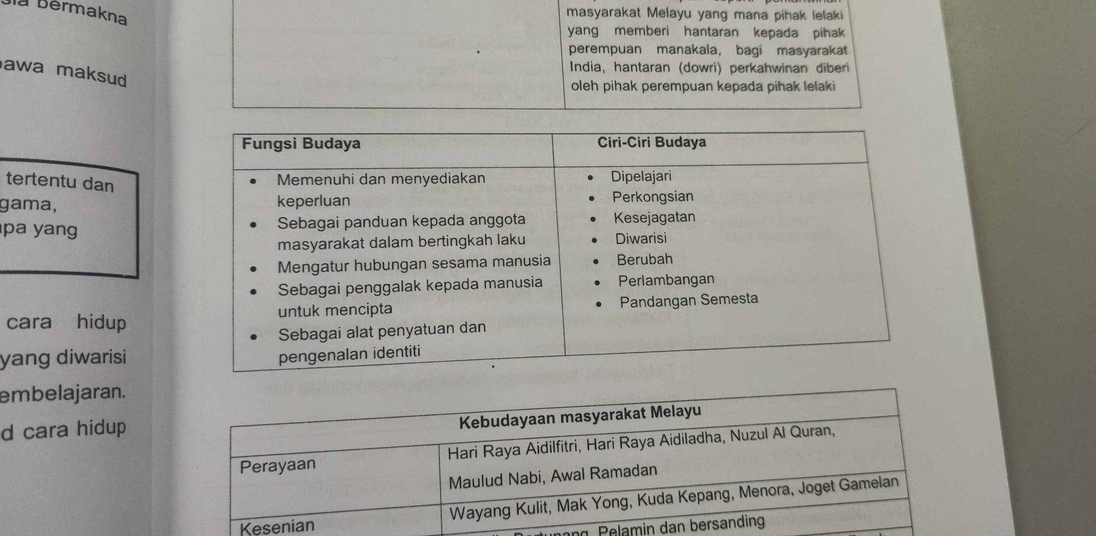 là Bermakna 
masyarakat Melayu yang mana pihak lelaki 
yang memberi hantaran kepada pihak 
perempuan manakala， bagi masyarakat 
India, hantaran (dowri) perkahwinan diberi 
awa maksud 
oleh pihak perempuan kepada pihak lelaki 
tertentu dan 
gama, 
pa yang 
cara hidup 
yang diwarisi 
embelajaran. 
d cara hidup 
Pelamin