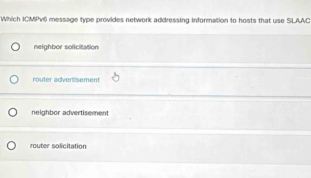 Solved: Which ICMPv6 message type provides network addressing ...