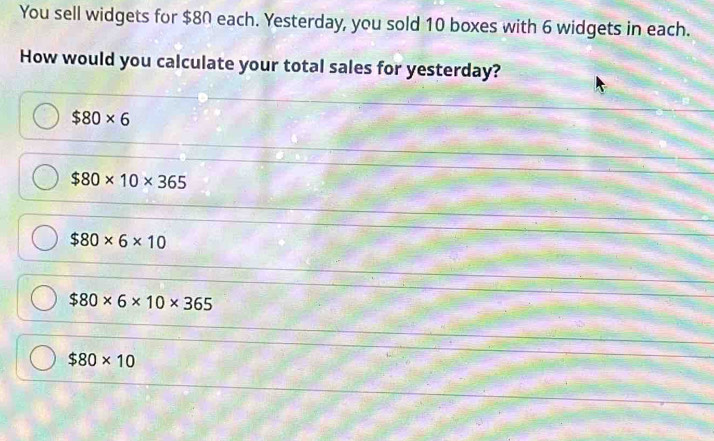 Solved: You sell widgets for $80 each. Yesterday, you sold 10 boxes ...