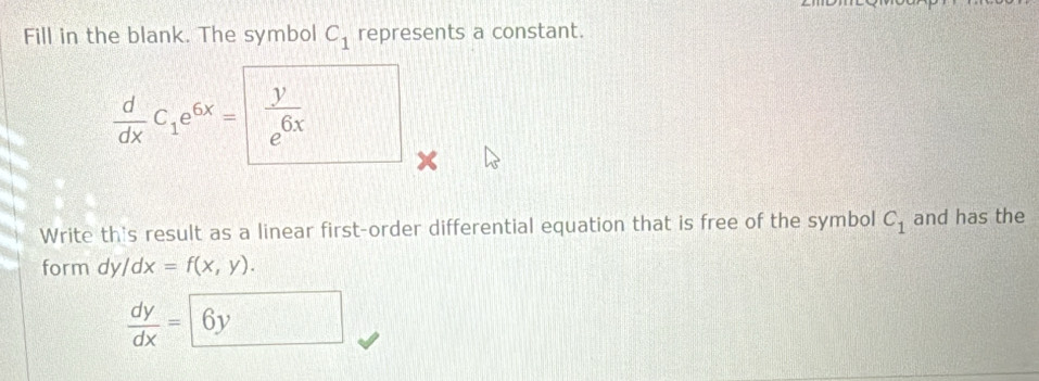 Solved: Fill in the blank. The symbol C_1 represents a constant. d/dx C ...