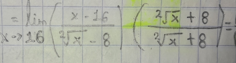 =limlimits _xto 26( (x-16)/sqrt[3](x)-8 )-( (sqrt[3](x)+8)/sqrt[3](x)+8 )=