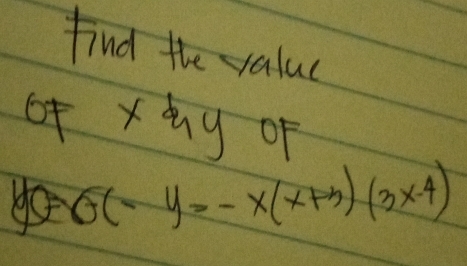 find the value 
ox log _n-12 OF
y=6(-y=-x(x+3)(3x-4)