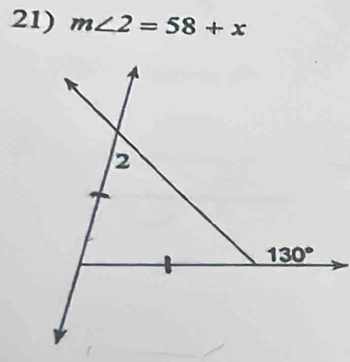 m∠ 2=58+x