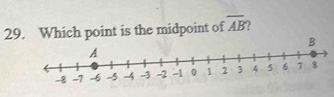 Which point is the midpoint of overline AB