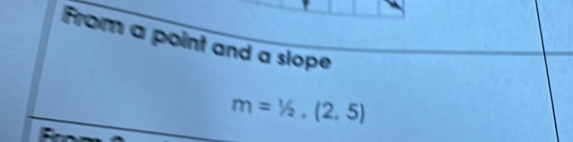 From a point and a slope
m=1/2,(2,5)