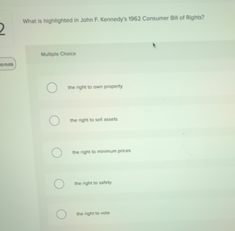 Solved: What is highlighted in John F. Kennedy's 1962 Consumer Bill of ...