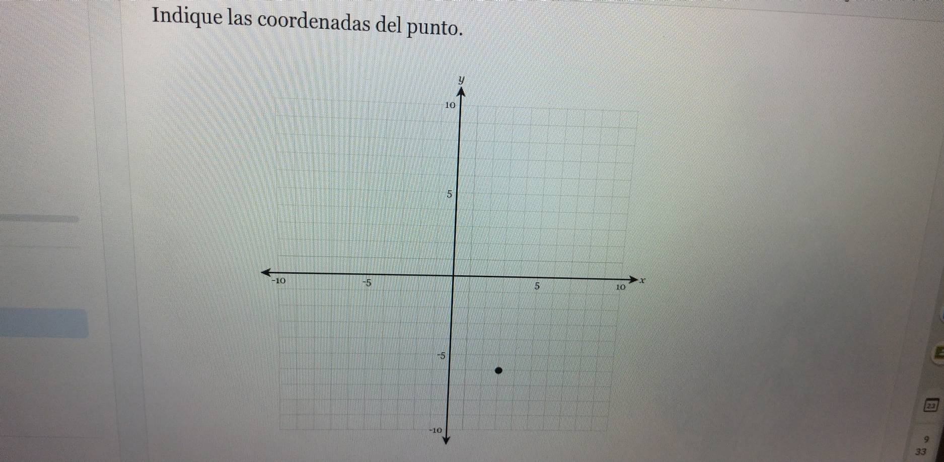 Indique las coordenadas del punto.
9
33