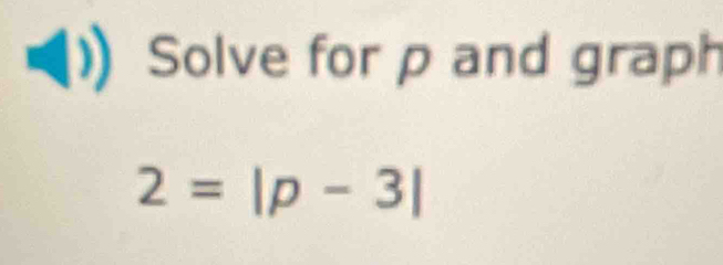 Solve for p and graph
2=|p-3|