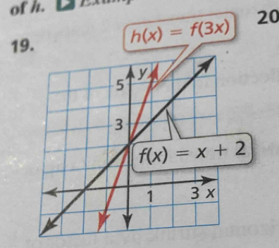 of h.
19.
h(x)=f(3x)
20