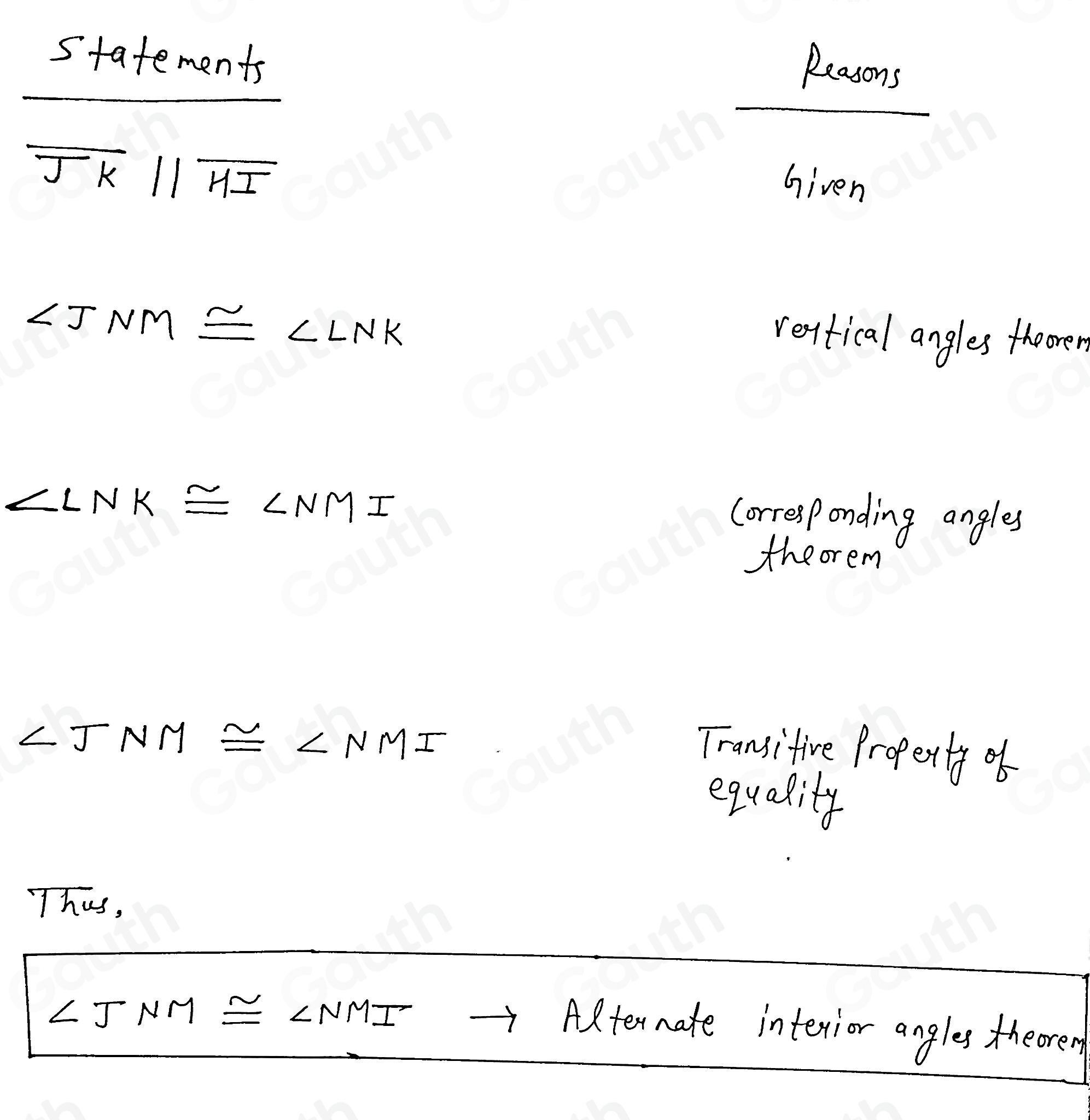 Solved: (01.07 MC) Examine the paragraph proof. Which theorem does it ...