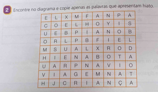 Encontre e copie apenas as palavras que apresentam hiato.