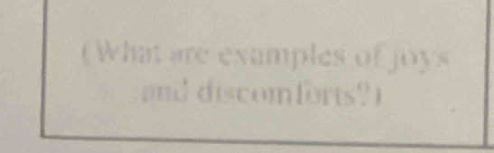 (What are examples of joys 
and discomforts?)