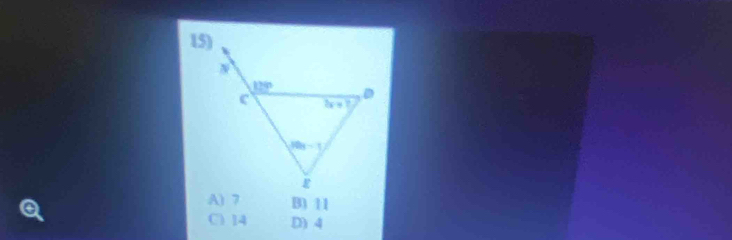 A) 7 B) 11
C) 14 D) 4