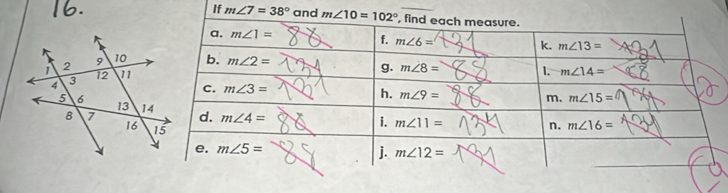 If m∠ 7=38°