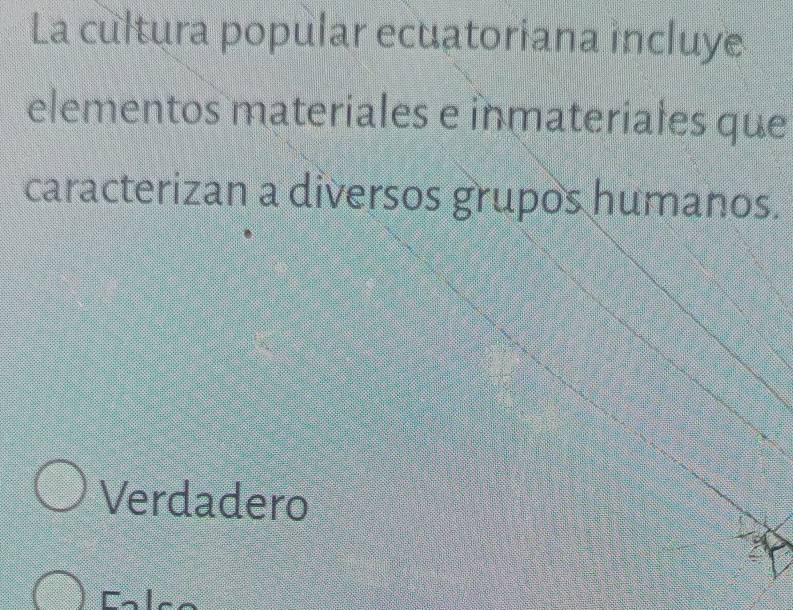 Resuelto:La cultura popular ecuatoriana incluye elementos materiales e ...