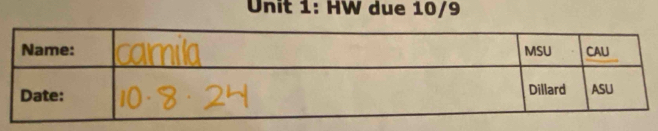 HW due 10/9