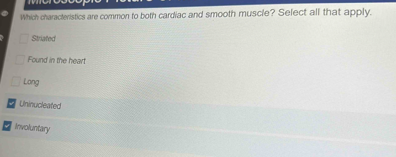 Solved: Which characteristics are common to both cardiac and smooth ...