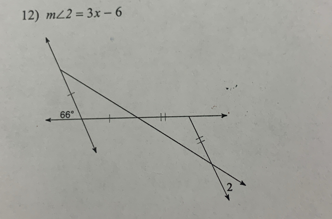 m∠ 2=3x-6