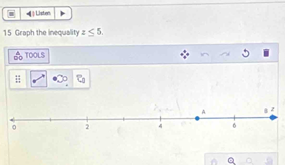 Listen 
15 Graph the inequality z≤ 5. 
TOOLS