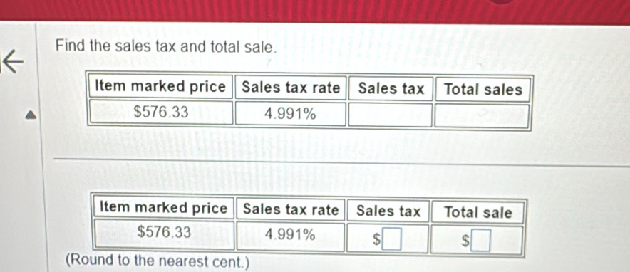 Find the sales tax and total sale.