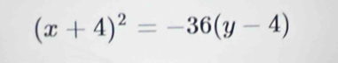 (x+4)^2=-36(y-4)