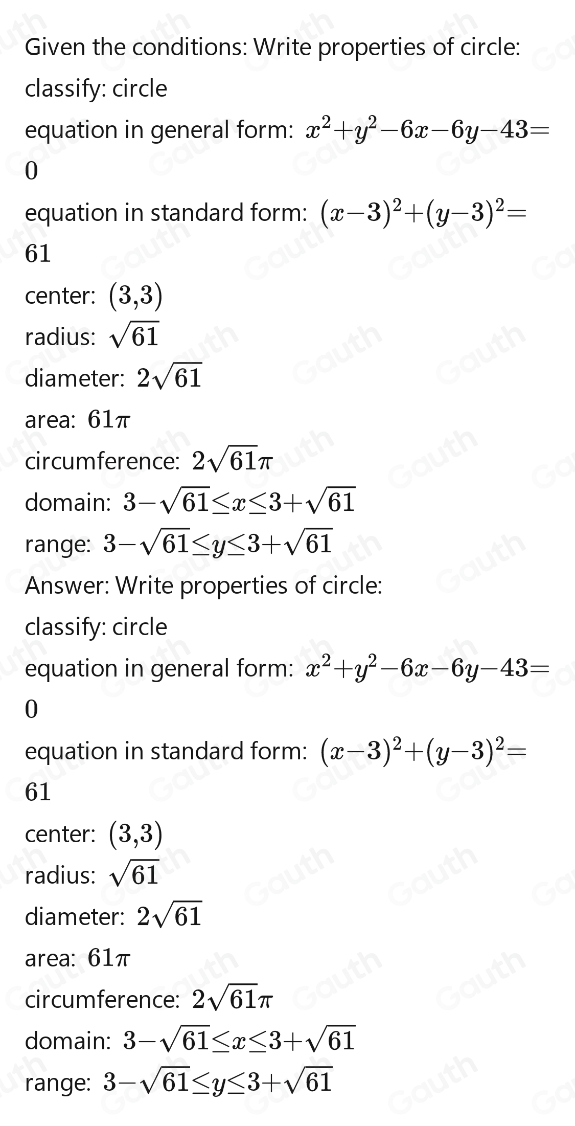 Solved: Calculate the radius of the following circle. Round to two ...