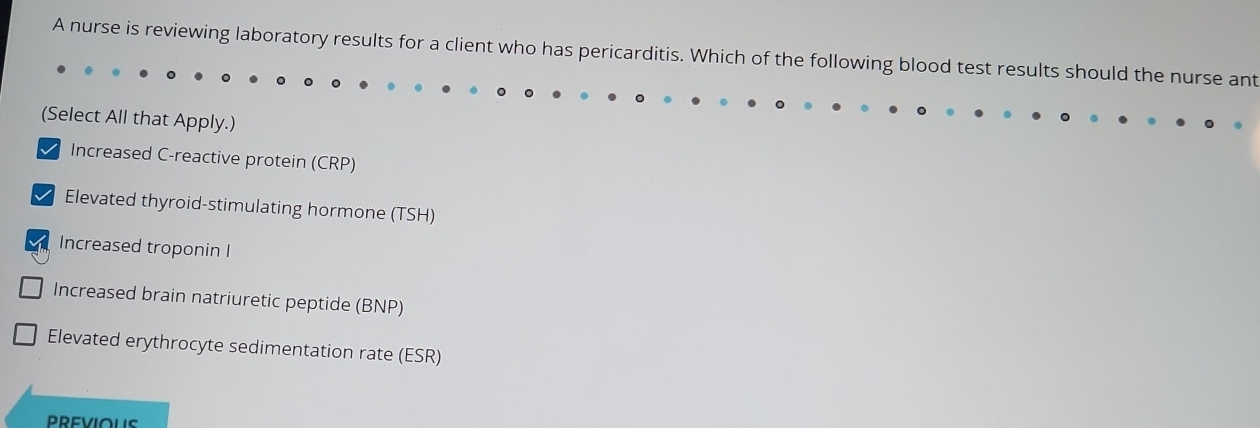 Solved: A nurse is reviewing laboratory results for a client who has ...
