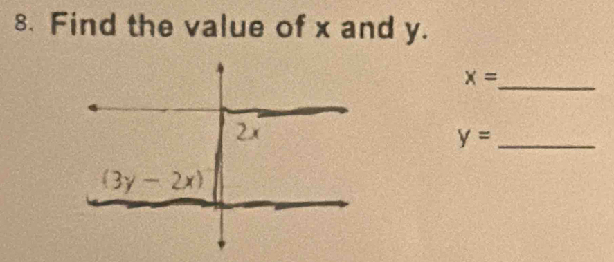 Find the value of x and y.
_
x=
_ y=