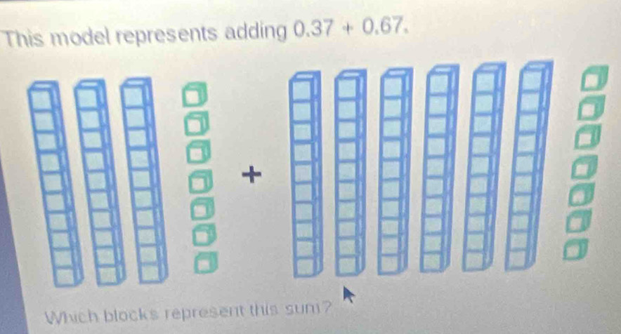 Solved: This model represents adding 0.37+0.67. + Which blocks ...