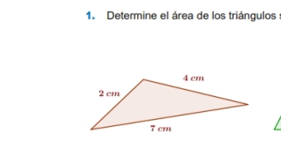 Determine el área de los triángulos :