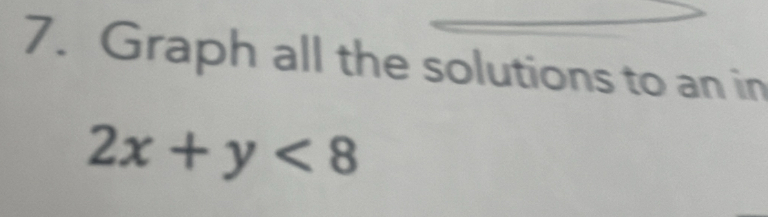 Graph all the solutions to an in
2x+y<8</tex>