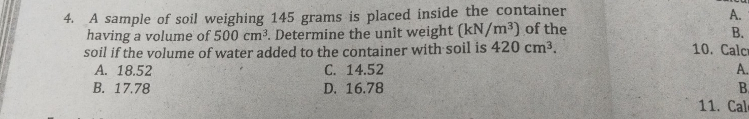 Solved: A sample of soil weighing 145 grams is placed inside the ...