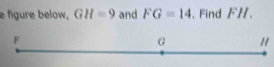 figure below, GH=9 and FG=14 、Find FH. 
"