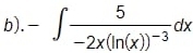 -∈t frac 5-2x(ln (x))^-3dx