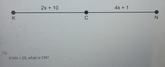 If KN=29 , what is CN?