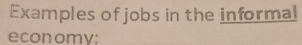 Examples of jobs in the informal 
economv: