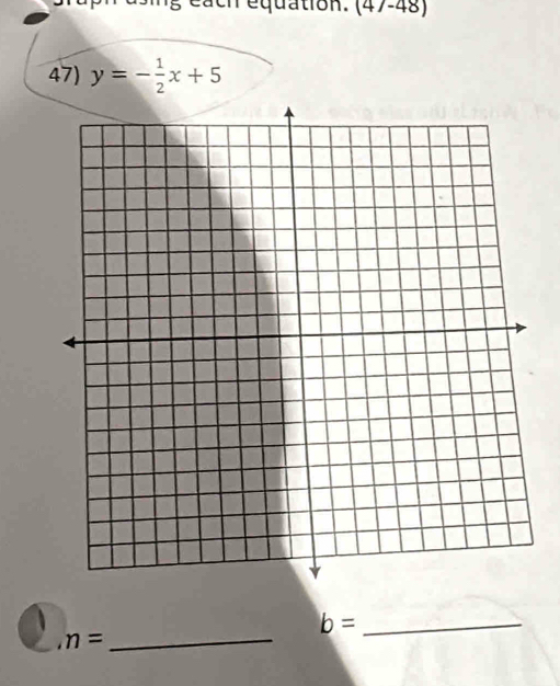 equation. (4/-48)
47) y=- 1/2 x+5
b= _ 
_ n=