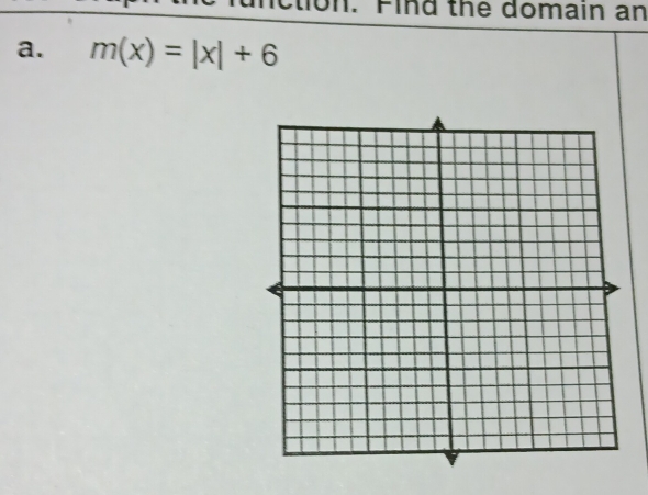 ion. Find the domain an 
a. m(x)=|x|+6