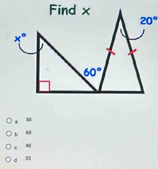 a 50
b 60
c 40
d 35