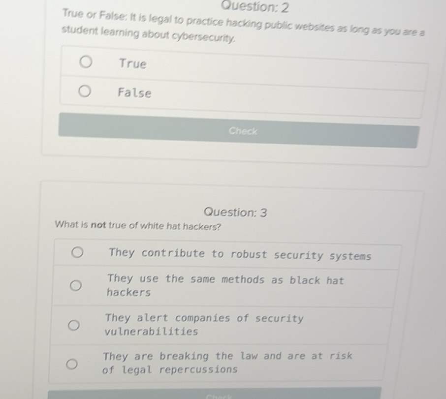 Solved: True or False: It is legal to practice hacking public websites ...